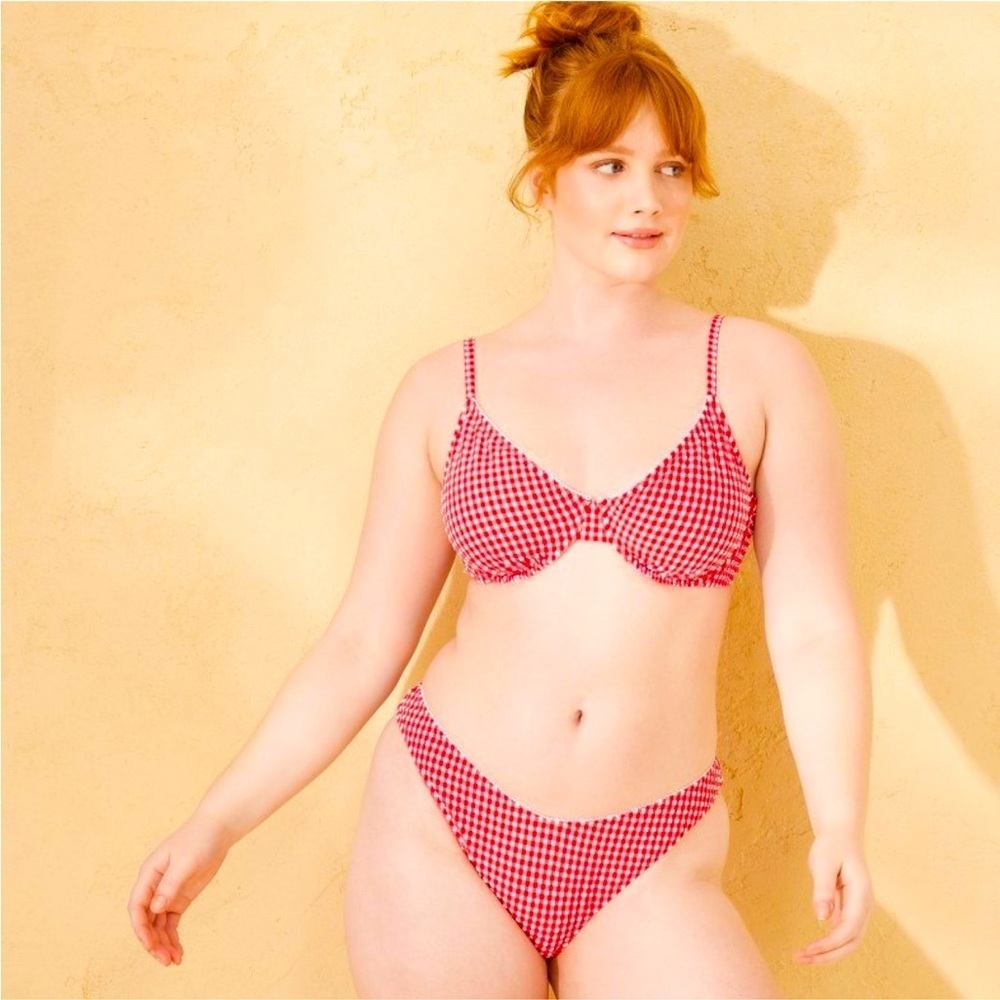 Shade & Shore Gingham Plaid Bikini Bottoms Only Size XL NWOT Sold Out Everywhere